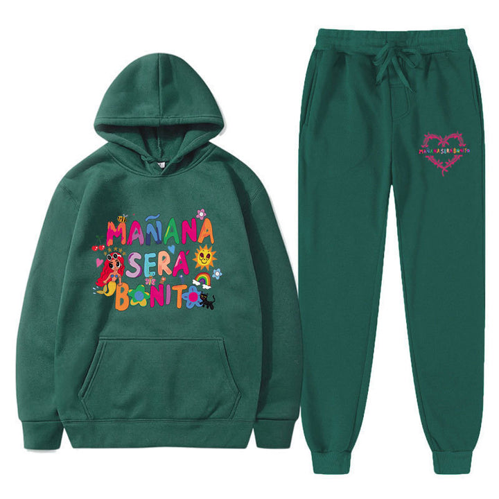DamSweatshirt och Joggingbyxor Set med Färgglad Tryck Mirla-Eva Jonsson