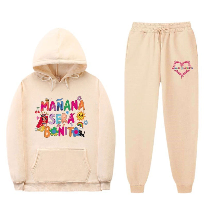 DamSweatshirt och Joggingbyxor Set med Färgglad Tryck Mirla-Eva Jonsson