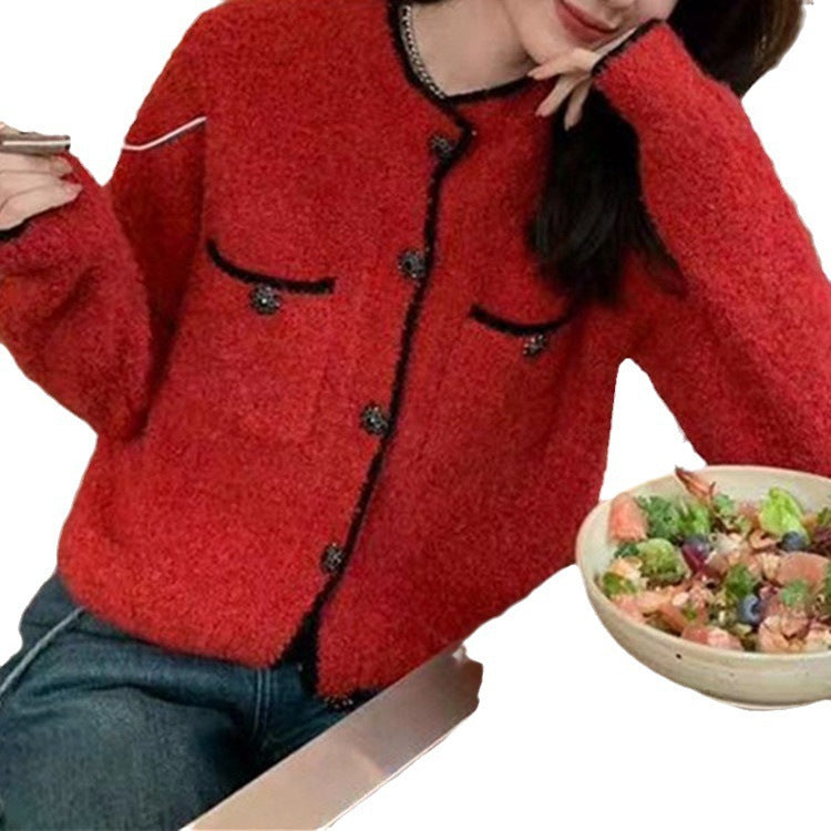 Damad Mysig Cardigan med Stiliga Knappdetaljer och Påsydda Fickor Mirla-Eva Jonsson