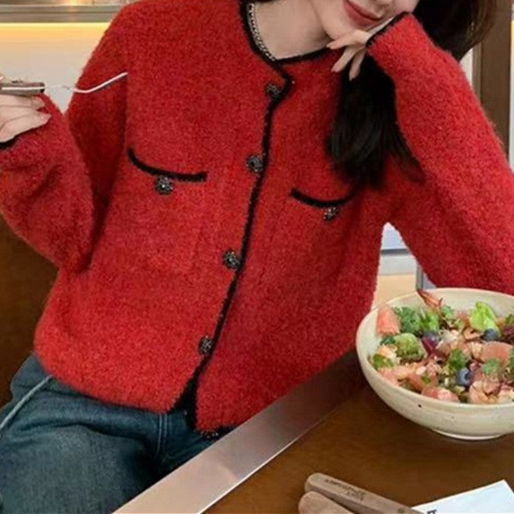 Damad Mysig Cardigan med Stiliga Knappdetaljer och Påsydda Fickor Mirla-Eva Jonsson