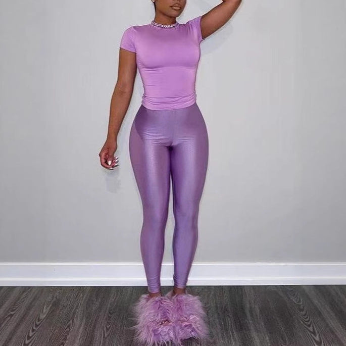 Damans Figurbetonad T-shirt och Leggings Set Mirla-Eva Jonsson