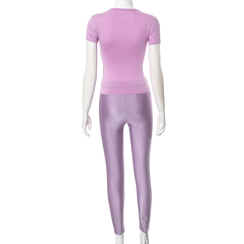 Damans Figurbetonad T-shirt och Leggings Set Mirla-Eva Jonsson
