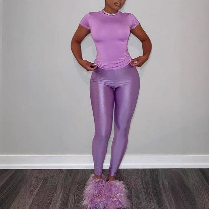Damans Figurbetonad T-shirt och Leggings Set Mirla-Eva Jonsson