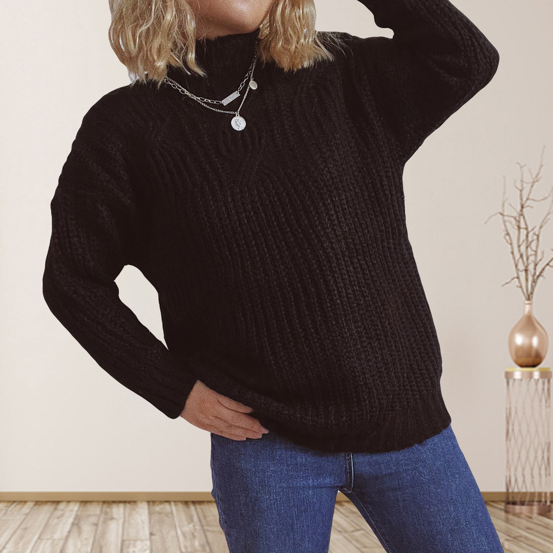 Damarnas chunky stickad tröja med hög krage och lös passform Mirla-Eva Jonsson