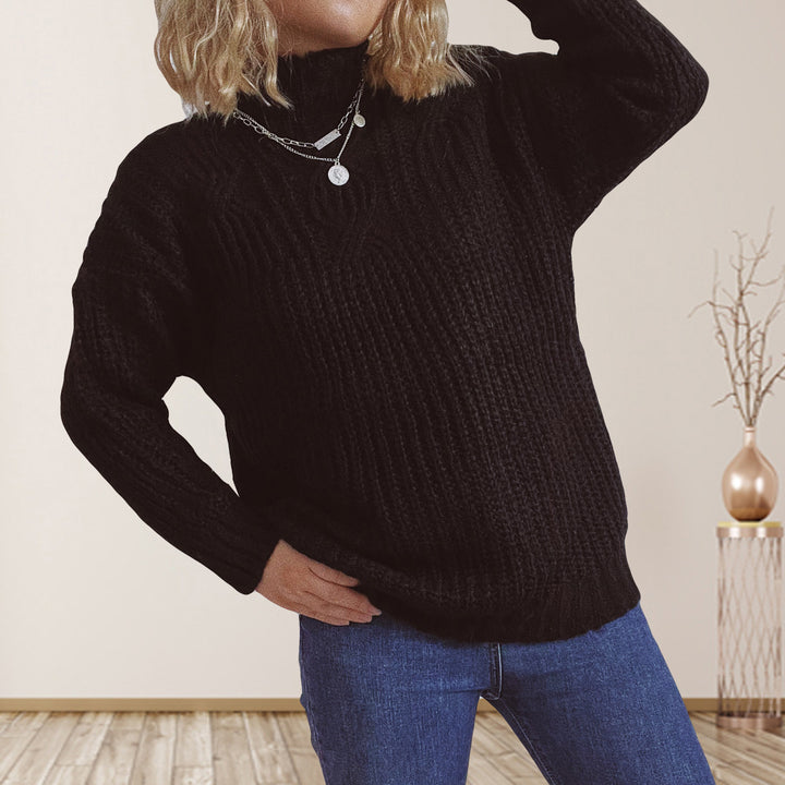 Damarnas chunky stickad tröja med hög krage och lös passform Mirla-Eva Jonsson