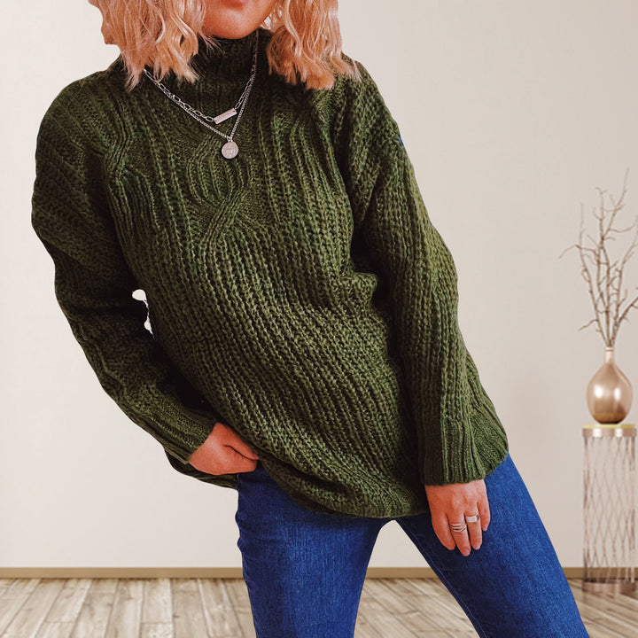 Damarnas chunky stickad tröja med hög krage och lös passform Mirla-Eva Jonsson