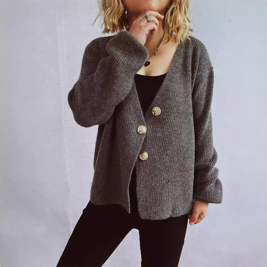 Damarnas mysiga cardigan med stora knappar och strukturerad design Mirla-Eva Jonsson