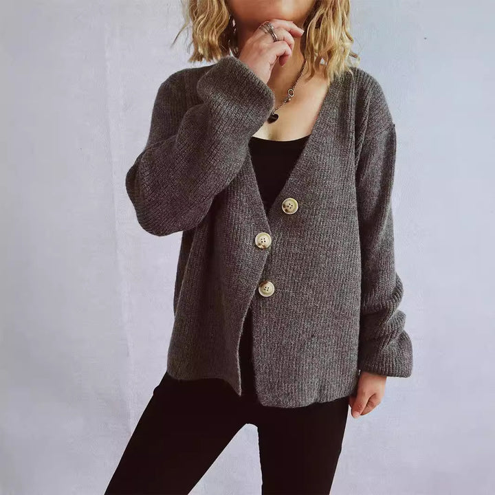 Damarnas mysiga cardigan med stora knappar och strukturerad design Mirla-Eva Jonsson