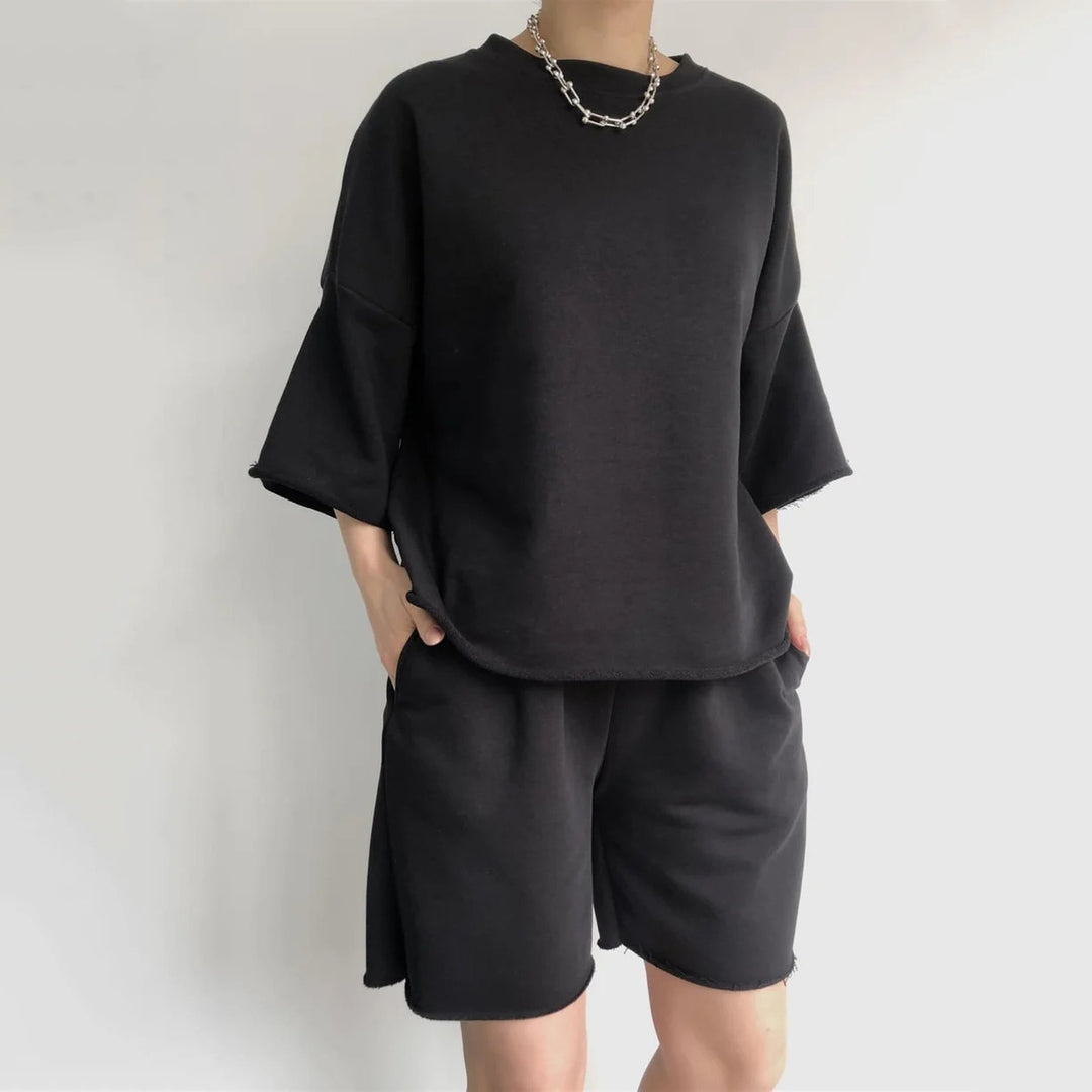 Damars avslappnade kortärmad topp och shorts set Mirla-Eva Jonsson