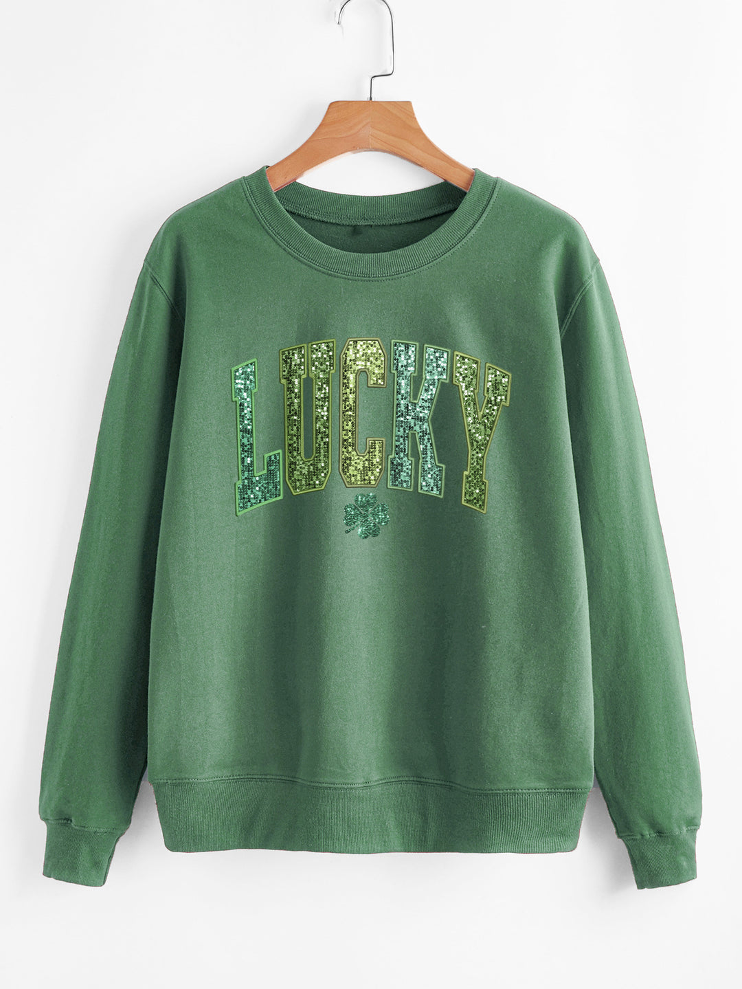 Damars casual sweatshirt med glittrande text och klövermotiv Mirla-Eva Jonsson