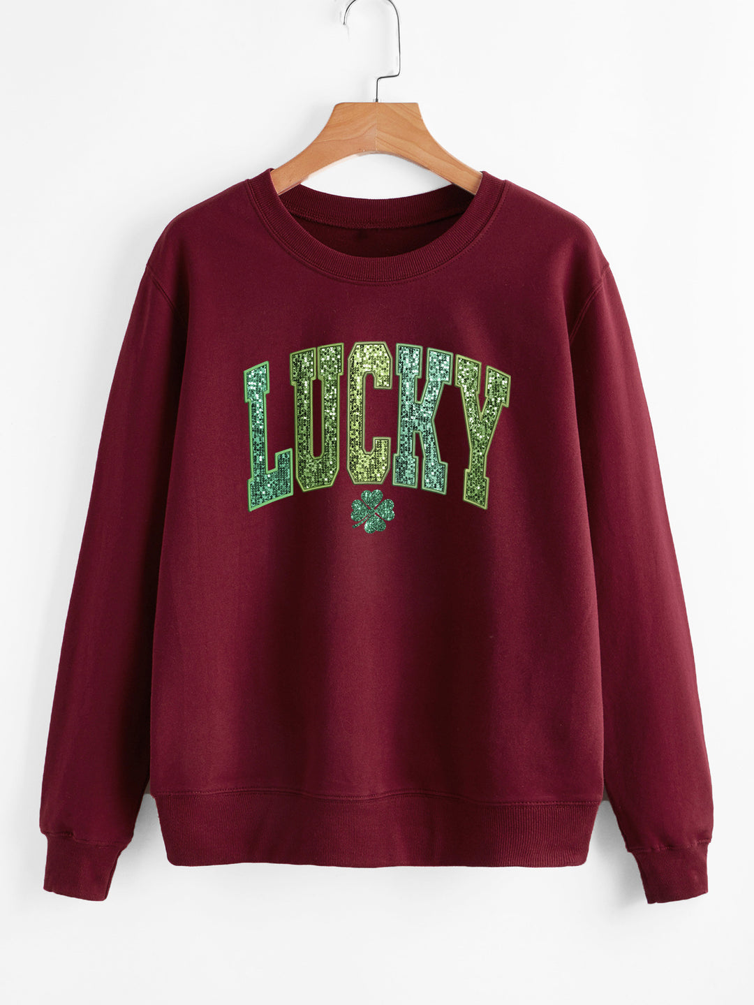 Damars casual sweatshirt med glittrande text och klövermotiv Mirla-Eva Jonsson