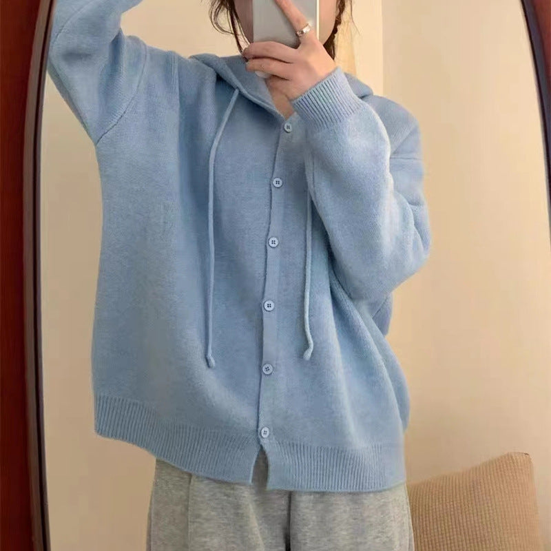 Damars mysig cardigan med huva och knäppning Mirla-Eva Jonsson