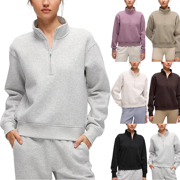 Damars sportiga fleece-pullover med ståkrage Mirla-Eva Jonsson