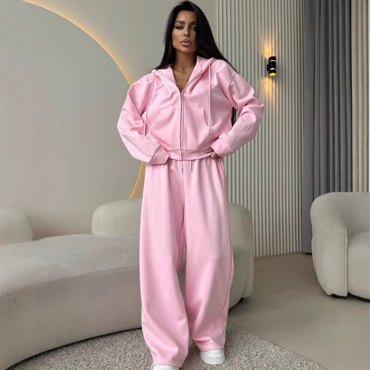 Damask bekväm tvådelad set med huva Mirla-Eva Jonsson