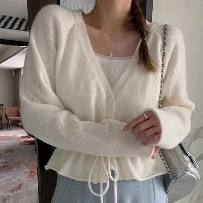 Damask cardigan med justerbart knytbälte och luftiga ärmar Mirla-Eva Jonsson