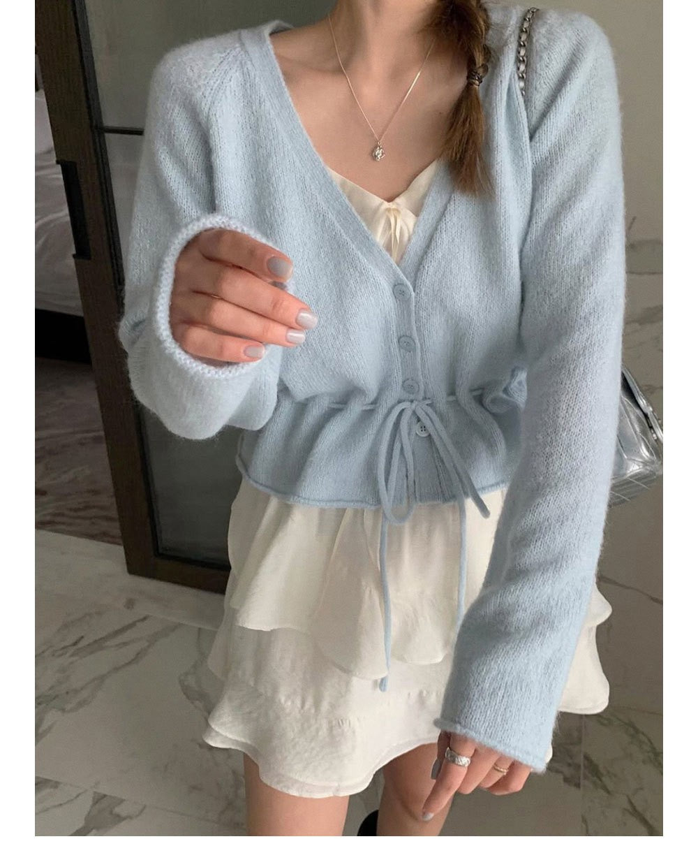 Damask cardigan med justerbart knytbälte och luftiga ärmar Mirla-Eva Jonsson