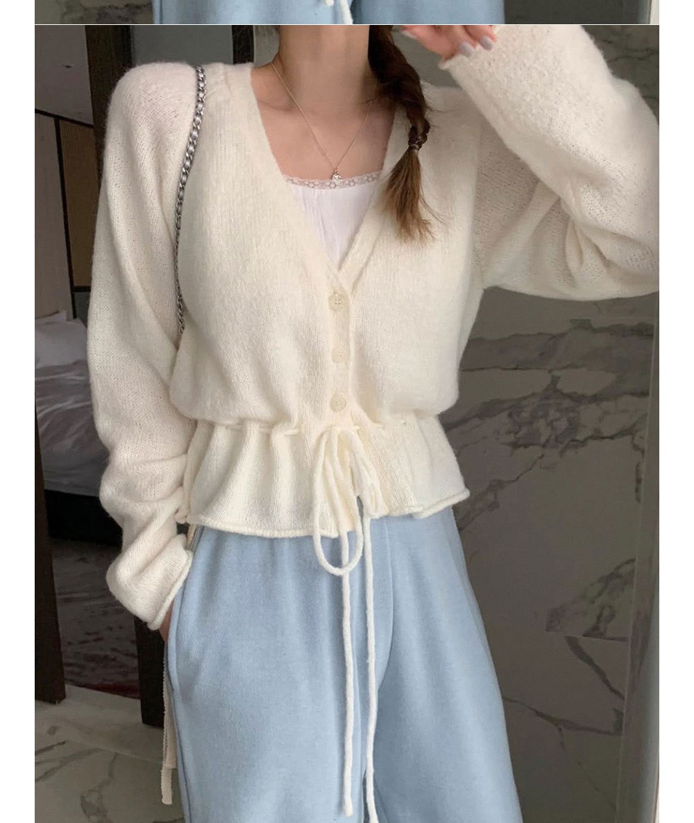 Damask cardigan med justerbart knytbälte och luftiga ärmar Mirla-Eva Jonsson