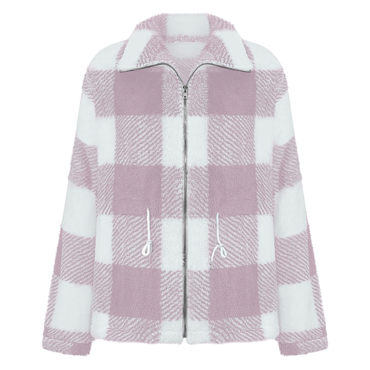 Damask plush checkered jacket with practical zipper Mirla-Eva Jonsson