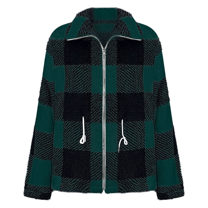 Damask plush checkered jacket with practical zipper Mirla-Eva Jonsson
