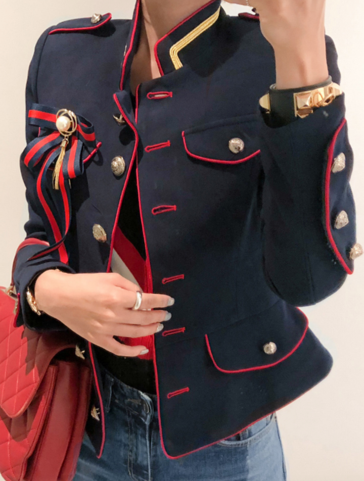 Damblazer - Enkelknäppt - Bröstfickor - Slim Fit-blazer - Blazerjacka-Eva Jonsson