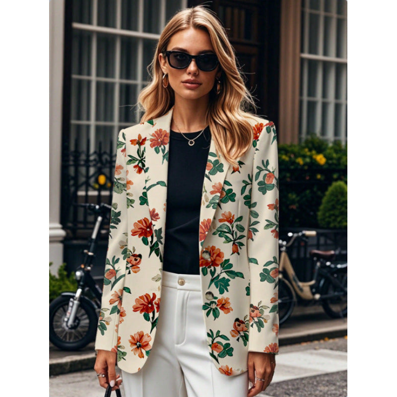 Damblazer med blommönster och modern passform Mirla-Eva Jonsson