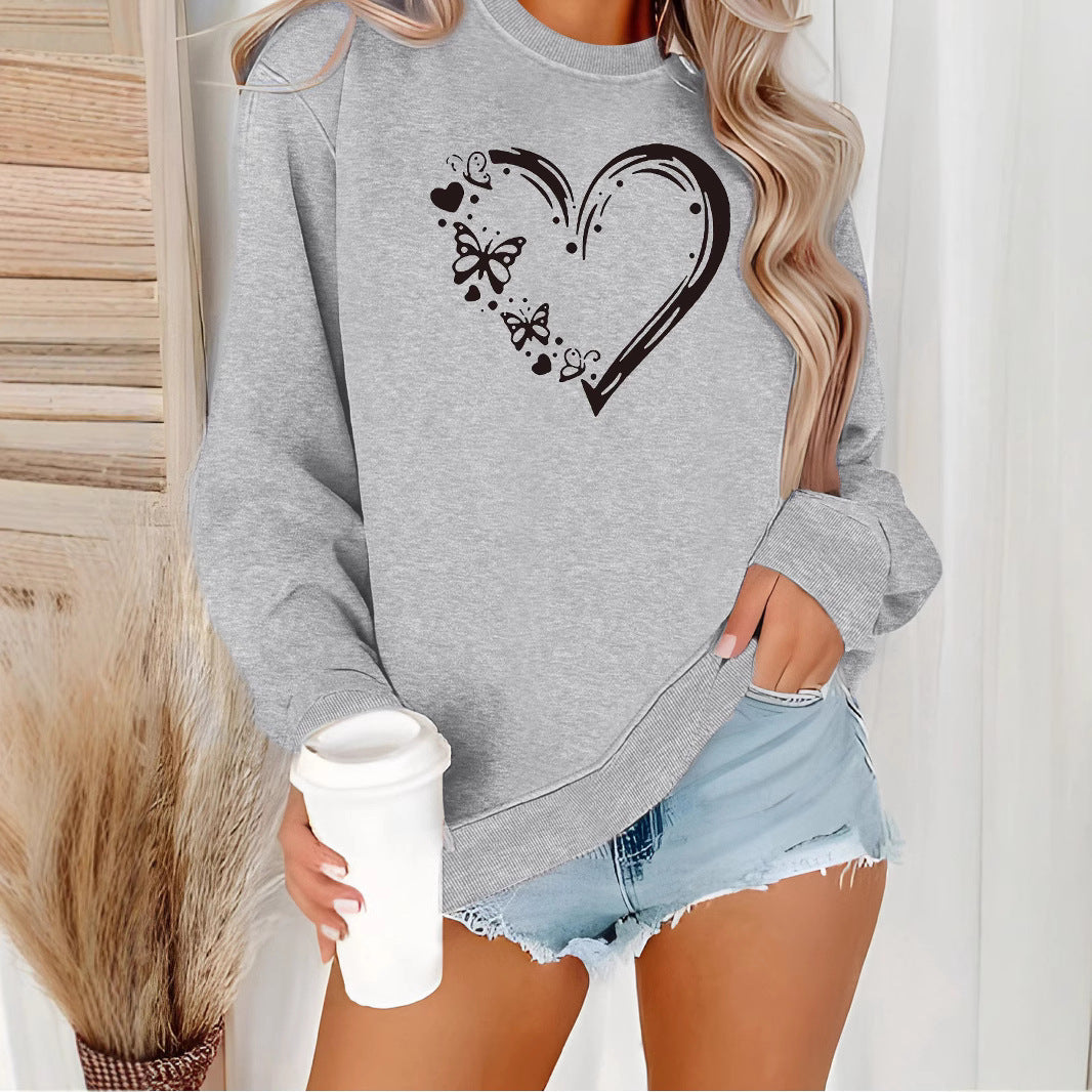Dambli sweatshirt med kreativt hjärt- och fjärilsdesign Mirla-Eva Jonsson