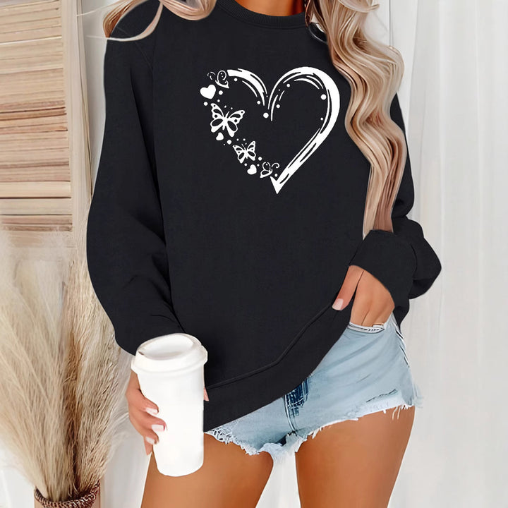 Dambli sweatshirt med kreativt hjärt- och fjärilsdesign Mirla-Eva Jonsson