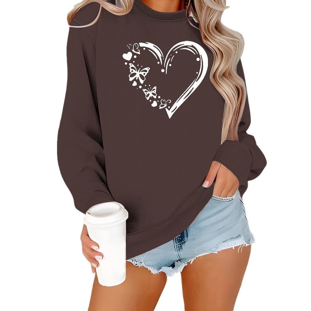 Dambli sweatshirt med kreativt hjärt- och fjärilsdesign Mirla-Eva Jonsson