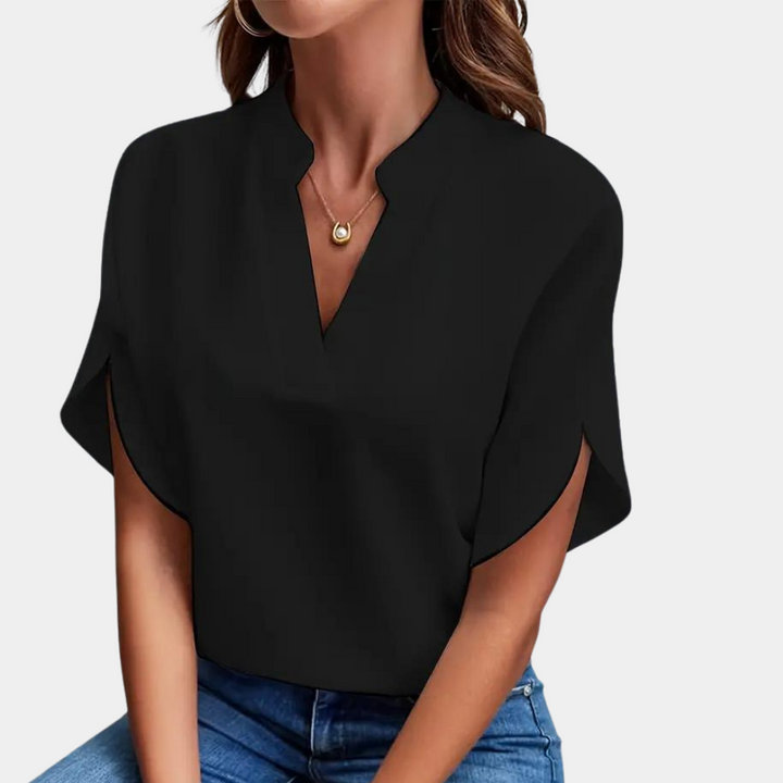 Damblus | Elegant | Löst sittande | Kortärmad blus | Sommartopp-Eva Jonsson