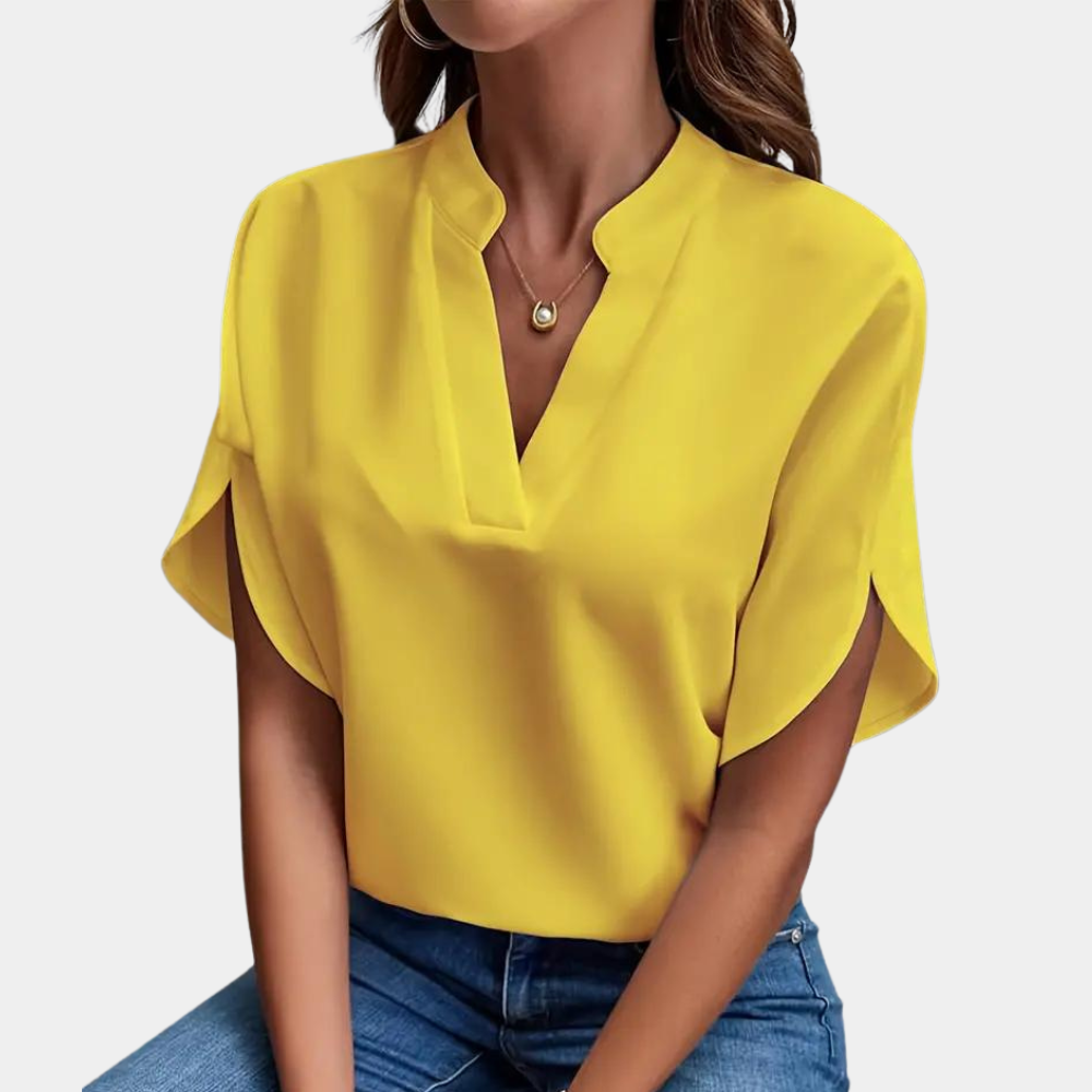 Damblus | Elegant | Löst sittande | Kortärmad blus | Sommartopp-Eva Jonsson
