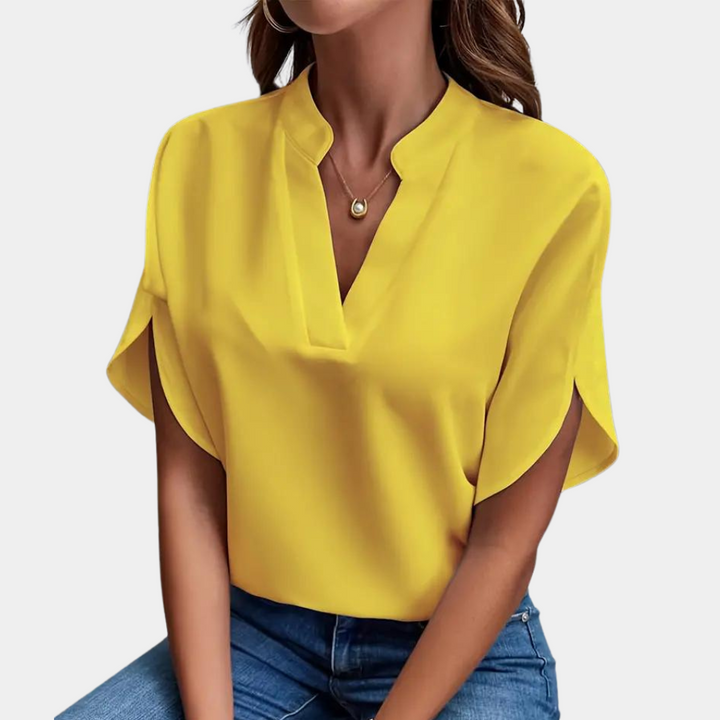 Damblus | Elegant | Löst sittande | Kortärmad blus | Sommartopp-Eva Jonsson