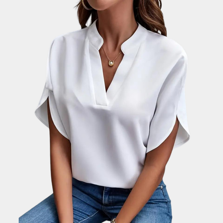 Damblus | Elegant | Löst sittande | Kortärmad blus | Sommartopp-Eva Jonsson