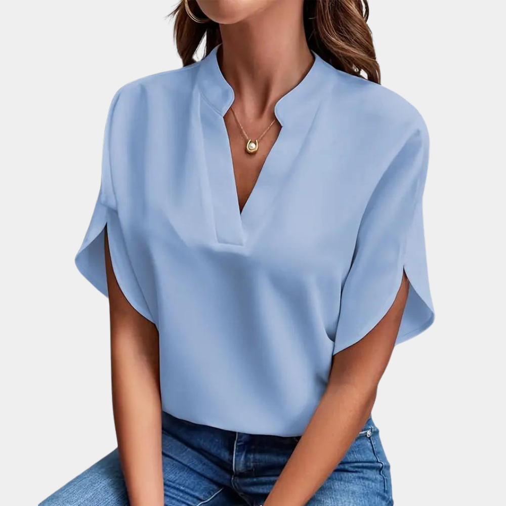 Damblus | Elegant | Löst sittande | Kortärmad blus | Sommartopp-Eva Jonsson