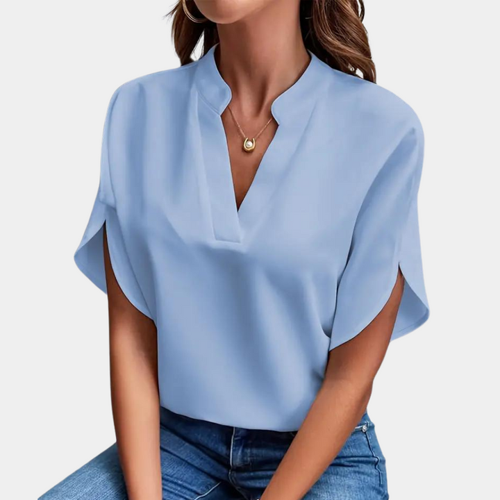 Damblus | Elegant | Löst sittande | Kortärmad blus | Sommartopp-Eva Jonsson