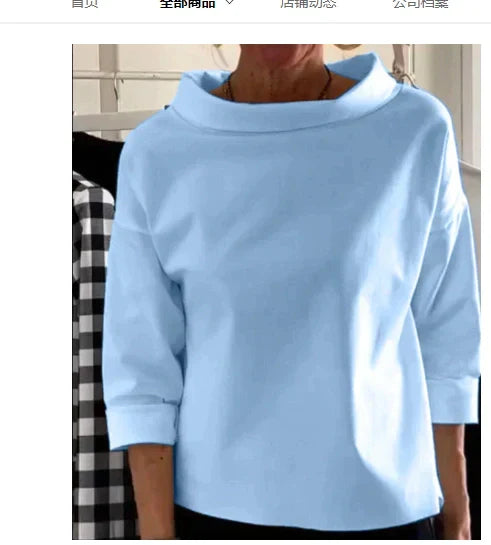 Damblus | Hög hals | Löst sittande | Långärmad topp | Damkläder-Eva Jonsson