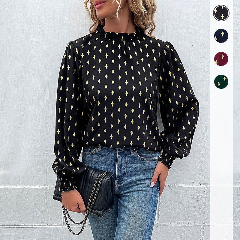 Damblus med elegant krage och modernt mönster Mirla-Eva Jonsson