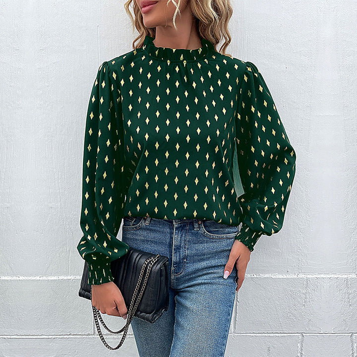 Damblus med elegant krage och modernt mönster Mirla-Eva Jonsson