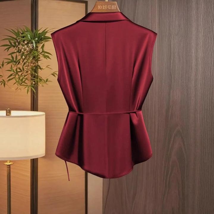 Damblus med elegant omslagseffekt och flytande satinfall Mirla-Eva Jonsson