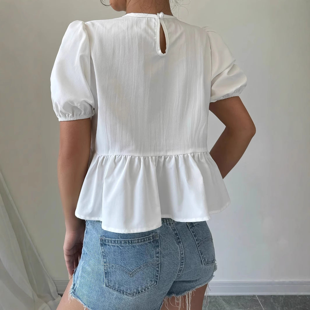 Damblus med puffärmar och lekfull volangdesign Eva Jonsson-Eva Jonsson