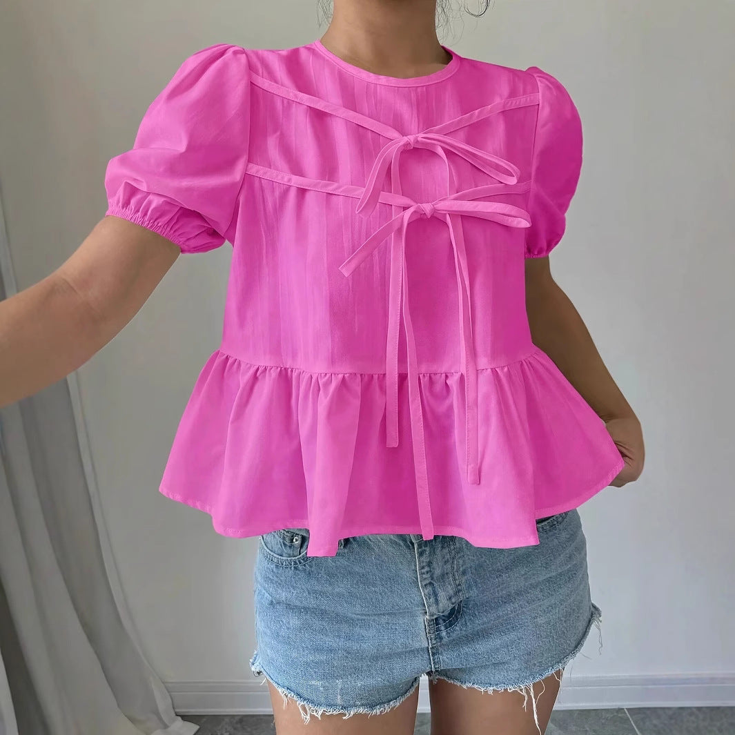 Damblus med puffärmar och lekfull volangdesign Eva Jonsson-Eva Jonsson