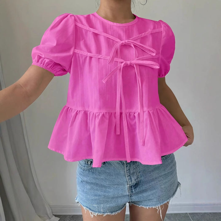Damblus med puffärmar och lekfull volangdesign Eva Jonsson-Eva Jonsson
