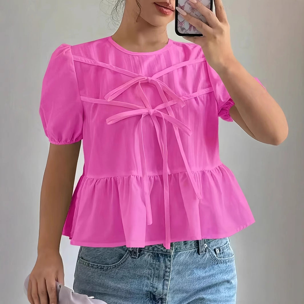 Damblus med puffärmar och lekfull volangdesign Eva Jonsson-Eva Jonsson