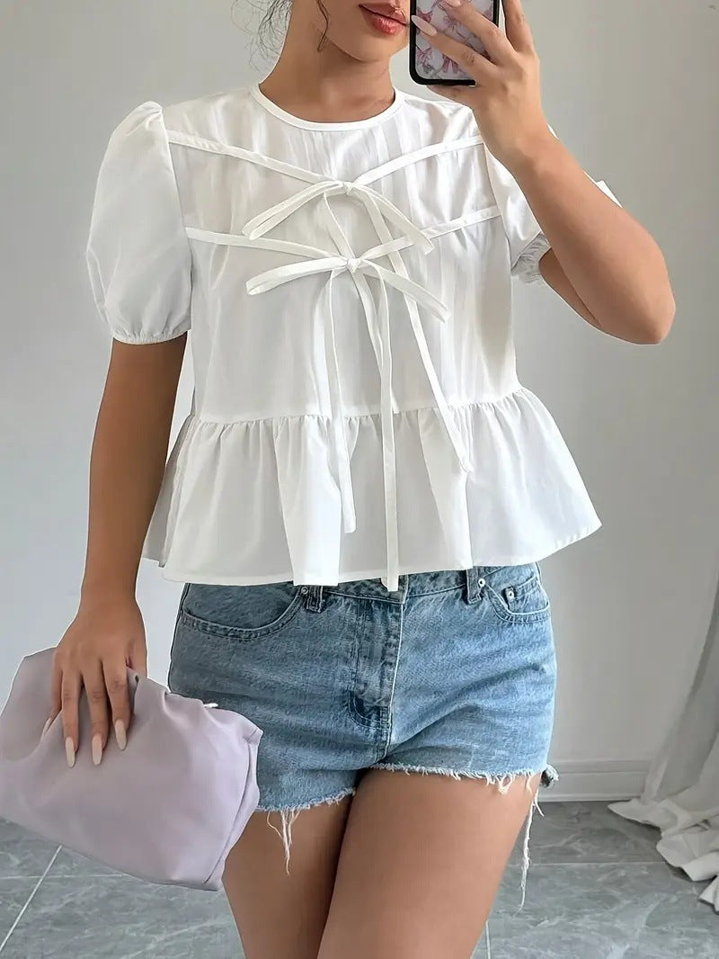 Damblus med puffärmar och lekfull volangdesign Eva Jonsson-Eva Jonsson