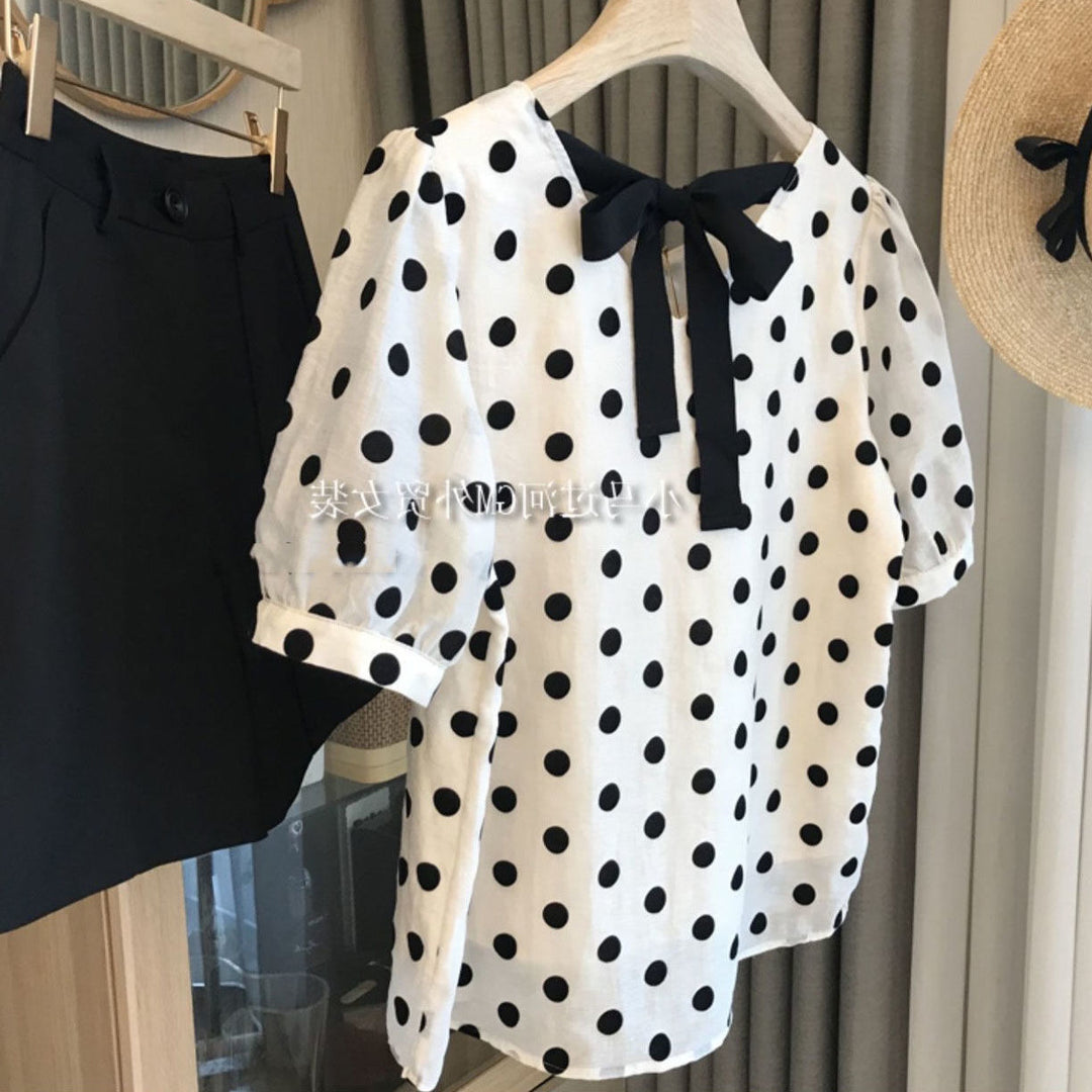 Damblus med puffärmar och rosett-detalj Mirla-Eva Jonsson