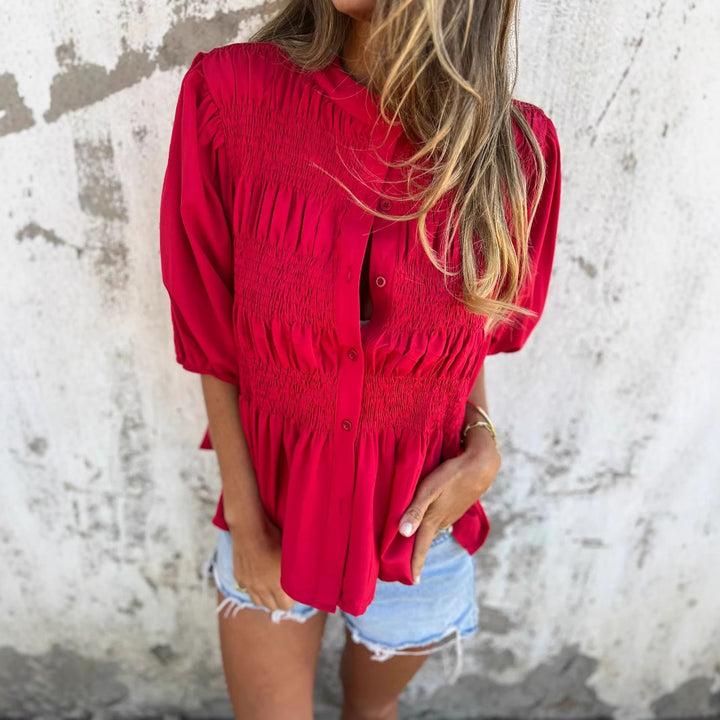 Damblus med rynkdetalj och knäppning Eva Jonsson-Eva Jonsson