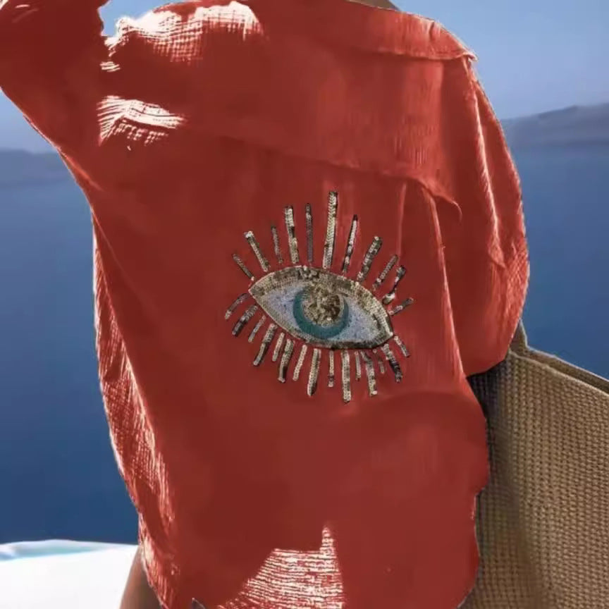 Damblus med unik öga-broderi Mirla-Eva Jonsson