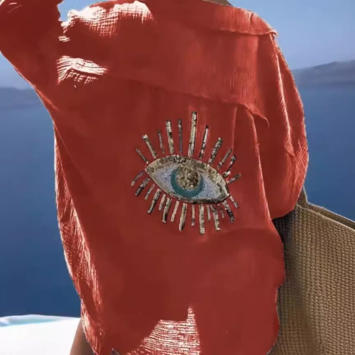 Damblus med unik öga-broderi Mirla-Eva Jonsson