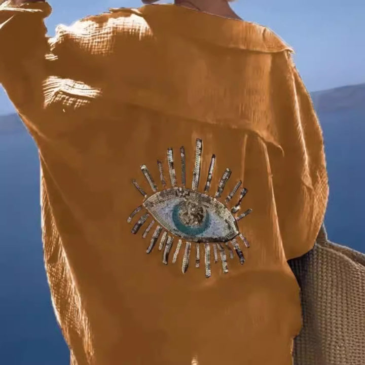 Damblus med unik öga-broderi Mirla-Eva Jonsson