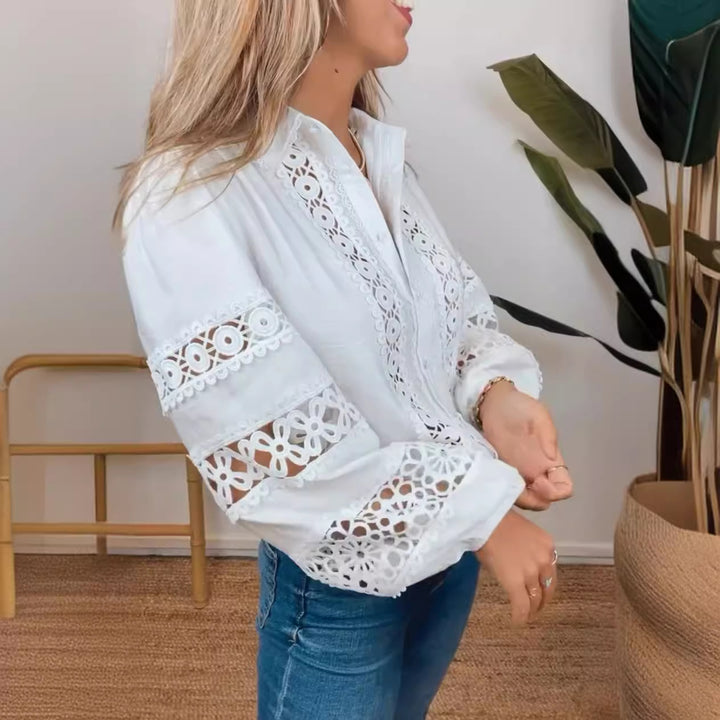 Damblus med utsökt virkning och öppenstickade detaljer Mirla-Eva Jonsson