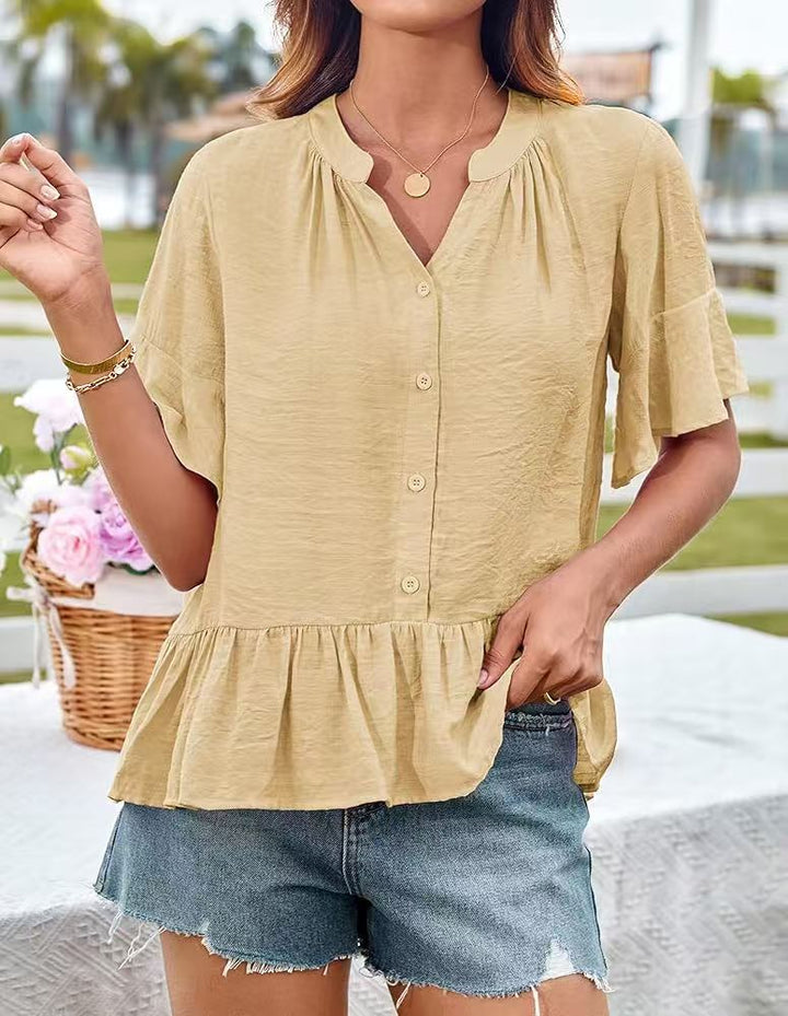 Damblus med volangdetalj och halv-långa ärmar Eva Jonsson-Eva Jonsson